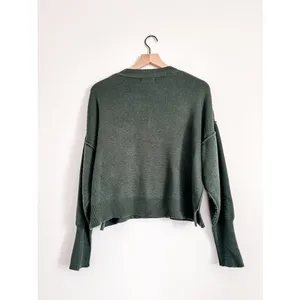 Newbury Kustom Dark Green Raw Edge Knit Sweater Top M thumbnail 5
