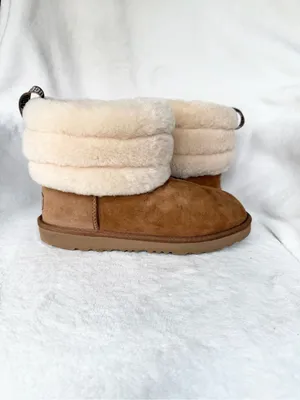 UGG Women’s Fluff Mini Quilted Boots Chestnut Size 5 FITS KIDS USA SIZE 3 thumbnail 6