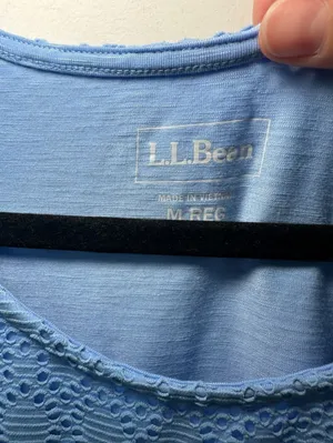 NWT LL Bean Women's Blue Lace-Trim Tank Top Size M Reg thumbnail 2