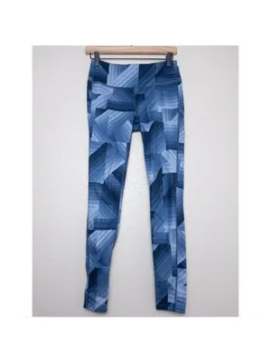 Athleta Chaturanga Geometric Leggings S Blue Frost Stretch Pocket Full Length thumbnail 2