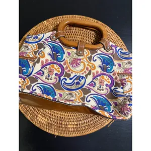 Relic Paisley Canvas Satchel Handbag Multi-Color‎ Wooden Handle Boho Bag thumbnail 6