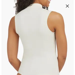 SPANX Suit Yourself Ribbed Mock Neck Sleeveless Bodysuit Parchment NEW thumbnail 3