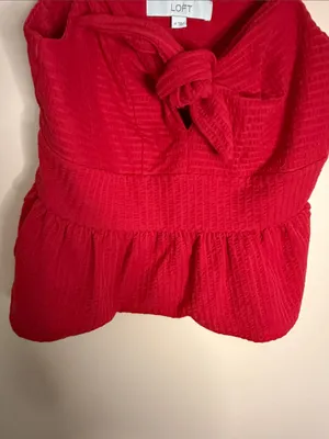 LOFT Red Tie-Front Peplum Camisole thumbnail 5