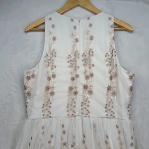 BHLDN‎ Embroidered Parsons Tulle Maxi Dress Formal Gown White Pink US 14 thumbnail 10