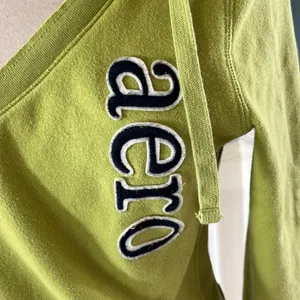 Retro Aeropostale Hoodie Lime Green Pullover Sweatshirt Womens Medium thumbnail 2