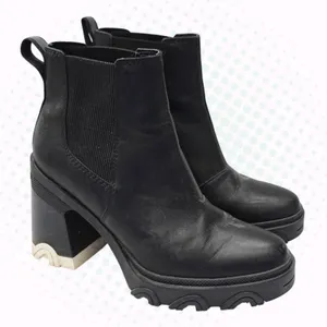 Sorel Brex Black&White Leather Chunky Block Heel Chelsea Boots Size US Women's 6 thumbnail 1
