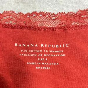 Y2K Banana Republic Womens Small Rust Red Lace Trim Cotton Stretch‎ Tank Top EUC thumbnail 2