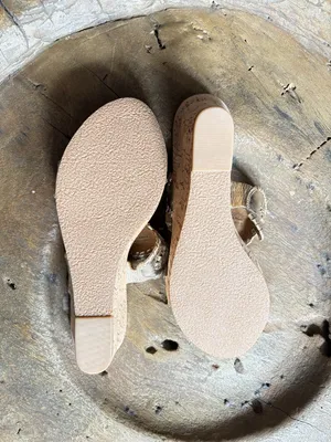 Jack Rogers Laurin gold leather cork wedge sandals women's 8.5 NEW summer vacay thumbnail 2