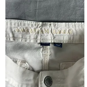 American Eagle Cream Baggy Wide Leg Cargo Pants - 6R thumbnail 6