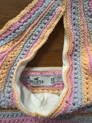 Hollister Pastel Crochet Halter Tank Top in Pink, Yellow & Light Blue thumbnail 2