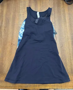 lululemon athletica Black Racerback Tank Dress with Navy Panels thumbnail 1
