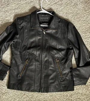 Giacca moto genuine leather jacket full zip up women size L thumbnail 1