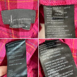 Anthropologie Isadora Button-Back Tunic Posy Pink Shirt‎ Blouse Top Plaid Medium thumbnail 9