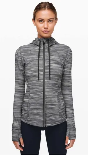 Lululemon Hooded Define Jacket Nulu Heathered Black / White / Black W4BF8S Sz 8 thumbnail 1
