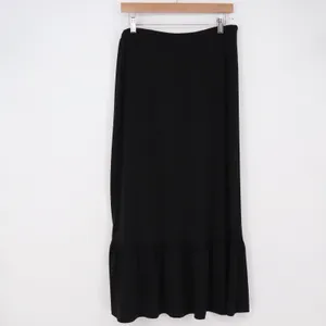 Liz Claiborne Skirt Womens L Liz & Co Black Ruffle Hem Stretch Maxi Excellent thumbnail 5