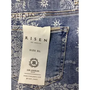 Risen Jeans Paisley HR Short Medium Wash High Rise Frayed Hem XL RDS6602 thumbnail 5