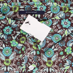 NWT Lands' End Sleeve Patterned Dress Shirt 484704 14 Tall Burn Brown Floral thumbnail 3