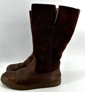 Frye Gemma Tall Shearling Boots Suede Leather Shearling Winter Snow Brown 6.5M thumbnail 4