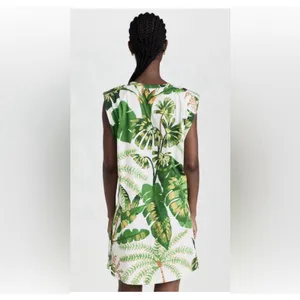 Farm Rio Tropical Forest Off White T-Shirt Dress Small Vacation Resort Beachy thumbnail 2