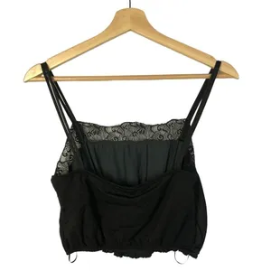 Zara Black Lace Bust Smocked Waist Crop Tank Top‎ S thumbnail 2