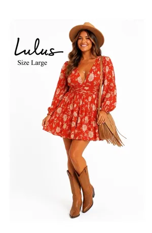 Lulus Burnt Orange Dress thumbnail 3
