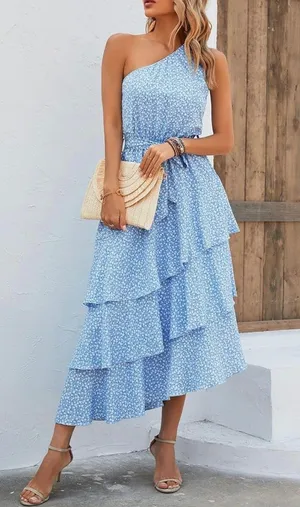 Blue Floral Dress Size M thumbnail 2