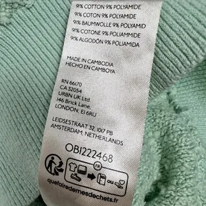 Free People Found My Friend Mint Green Boucle Knit Balloon Sleeve Sweater Medium thumbnail 7