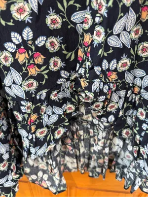 LOFT Navy Floral High-Low Skirt thumbnail 3
