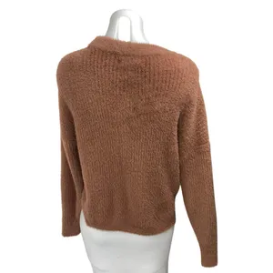 Abercrombie & Fitch Brown Long Sleeve Faux Fur Crew Neck Sweater Top Size XS thumbnail 2