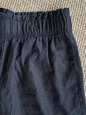 Like New QUINCE European Linen High Waisted Shorts Black Size XS thumbnail 5
