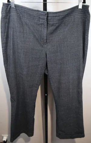 Fashion Bug Womens Gray Chambray Look Straight Leg Trousers Plus Size 18 thumbnail 1