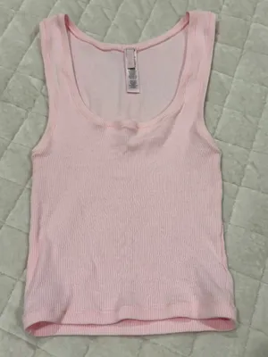 Crop Stretch Cotton Rib Tank SKIMS - sugar pink thumbnail 1
