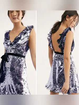 Free People Sequin Siren Ruffled Mini Dress thumbnail 5