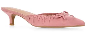 Women's Pink Suede Pointed-Toe Kitten Heel Mules thumbnail 1