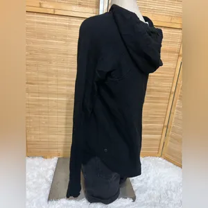 Lululemon Sit in Lotus Hoodie Sweater merino wool black thumb holes top size 6 thumbnail 6