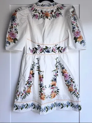 Farm Rio Sweet Bloom Dreamscape Floral Puff Sleeve Mini Dress Size L thumbnail 7