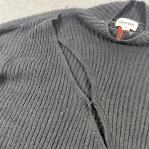 Open Edit‎ Sweater Womens XXS Black Mock Neck Ribbed Chunky-Knit Pullover thumbnail 2