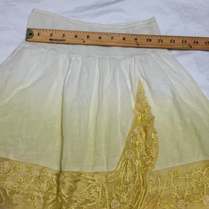 Free People Ombre Embroidered Mini‎ Skirt XS Yellow White Cotton Smocked Waist thumbnail 14