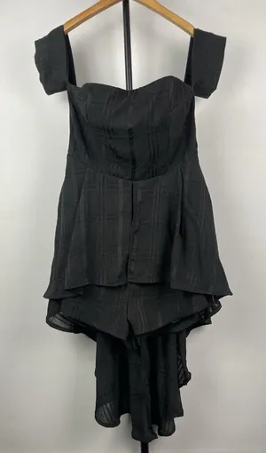 Selfie Leslie Black Jessa Hi-Low‎ Chiffon Flowy Summer Brunch Romper Size M thumbnail 1