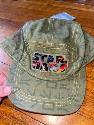 NWT Star Wars Olive Green Patterned Kids Cap wwith Colorful Logo (M/7-10) thumbnail 2
