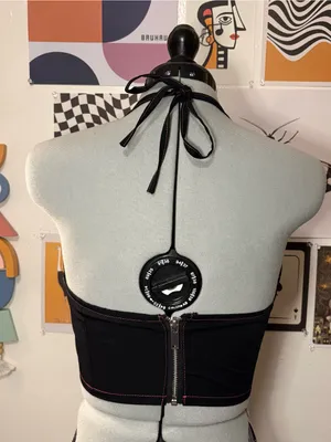 delia*s Black Crop Tank Top with Pink Logo thumbnail 5