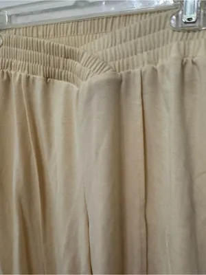 cream elastic-waist wide-leg lounge trousers. XS thumbnail 2