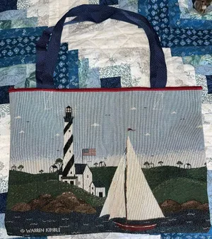 Handmade 16.5”x12” Tote Bag Tapestry Warren Kimble "Coastal Breeze" Placemats thumbnail 1