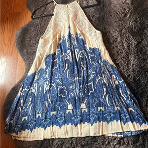 FREE PEOPLE Elegant Blue and White Women's Dress thumbnail 2
