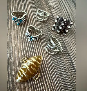 Vintage Adjustable Bulk Costume Statement Ring Lot 6 Silver thumbnail 1