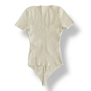 Abercrombie & Fitch Sweetheart Corset Knit Bodysuit‎ Women’s Size M Tan thumbnail 6
