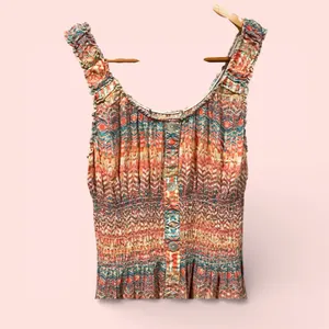 Source Unknown Cute stretchy tiered shell button front maxi dress aztec boho breezy smocked thumbnail 3