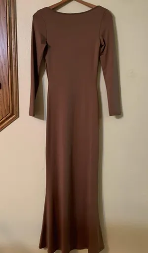 Women’s Basic Scoop neck Maxi Dress Brown thumbnail 2