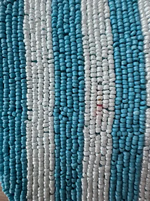 Handcrafted in India Blue Striped Vegetable Beaded Bag Viral TikTok NWT thumbnail 10