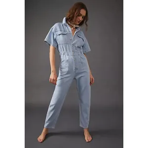 Free People We The Free Marci Coverall Clear Skies Cotton Denim Button Jumpsuit thumbnail 3